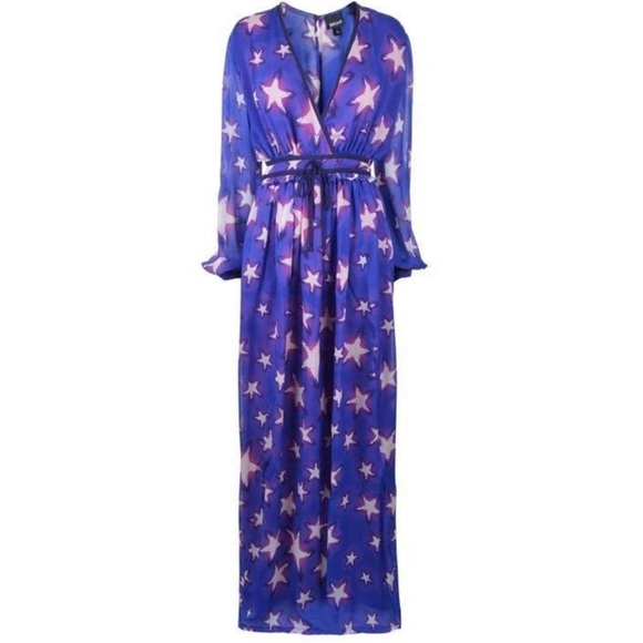 JUST CAVALLI BY ROBERTO CAVALLI - Star Print Maxi Dress Sz 40 / 8 US - Picture 7 of 10